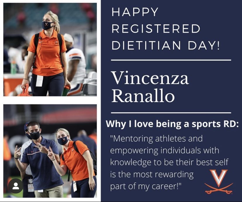 We want to recognize the incredible sports RDs that collaborate with us daily to help provide the best possible care to our student-athletes. Happy Registered Dietitian Day @UVASportsRD ! #GoHoos #RegisteredDietitianDay