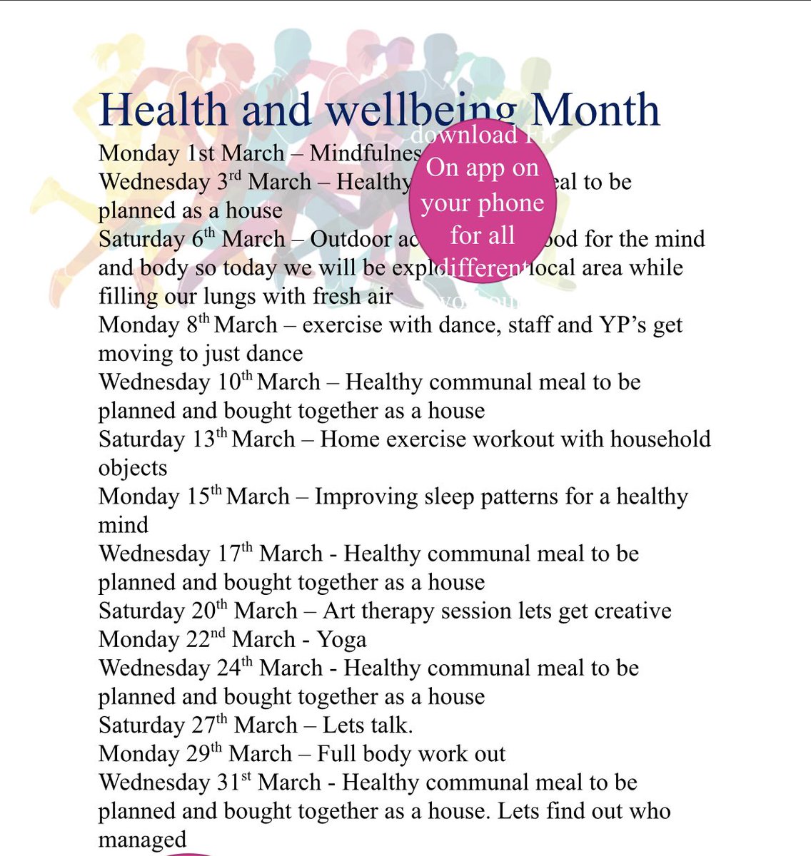 CFSCare's tweet photo. CFS Care theme of the month for March . Health and Well being! #yoongpeople #wellbeing #mentalhealth #community #mindfulness #health #wellness #selfcare #mentalhealthawareness #steppingourwayoitoflockdown #Cfscare https://t.co/8YpIeOHbjG