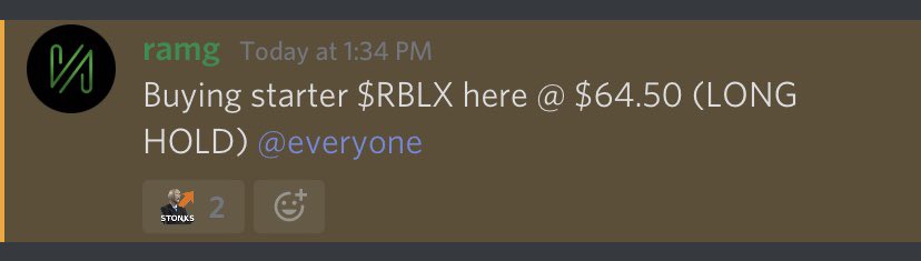 ramginvest's tweet photo. $RBLX LFG! πππ
$SPX $SPY $QQQ #NorthernTradingGroup https://t.co/2lAaoOaq9e