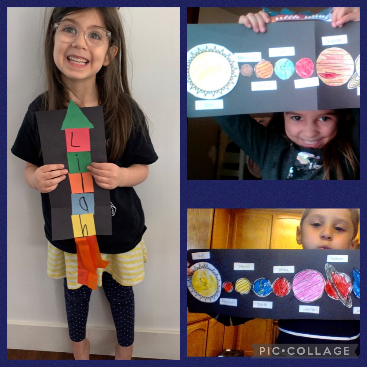 JadeUrenda's tweet photo. 3,2,1...blast off! 🚀 
TK spent the last two weeks exploring outer space! 

Check out all of the cross curricular learning that took place! 
Math ✅ Writing ✅ ELA ✅ STEM ✅

Most importantly we had a FUN! 💥

#distancelearning #tk #STEM @jseroadrunners https://t.co/zmwFjTaVsq