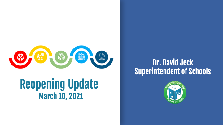 In today's video update, <a href="/DrJeck/">David Jeck</a> discusses the new VDH guidance, Senate Bill 1303 (face-to-face learning next school year), and our summer learning program.

Video ➡️ youtu.be/jIrPUG55acs
Read the transcript ➡️ bit.ly/3rF0P2M

#OneTeamOneMission #fcps1kidsdeserveit