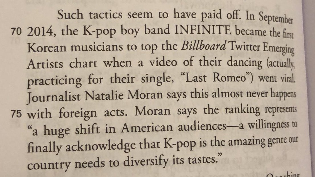Infinite_Brasil's tweet photo. [INFO] INFINITE foi mencionado em um livro preparatório para ACT (teste de admissão em faculdades dos Estados Unidos)!

"Em setembro de 2014, a boyband de kpop INFINITE se tornou o primeiro músico coreano a liderar a parada de artistas emergentes do Twitter da Billboard [...]"✨ https://t.co/YYALriRQSU