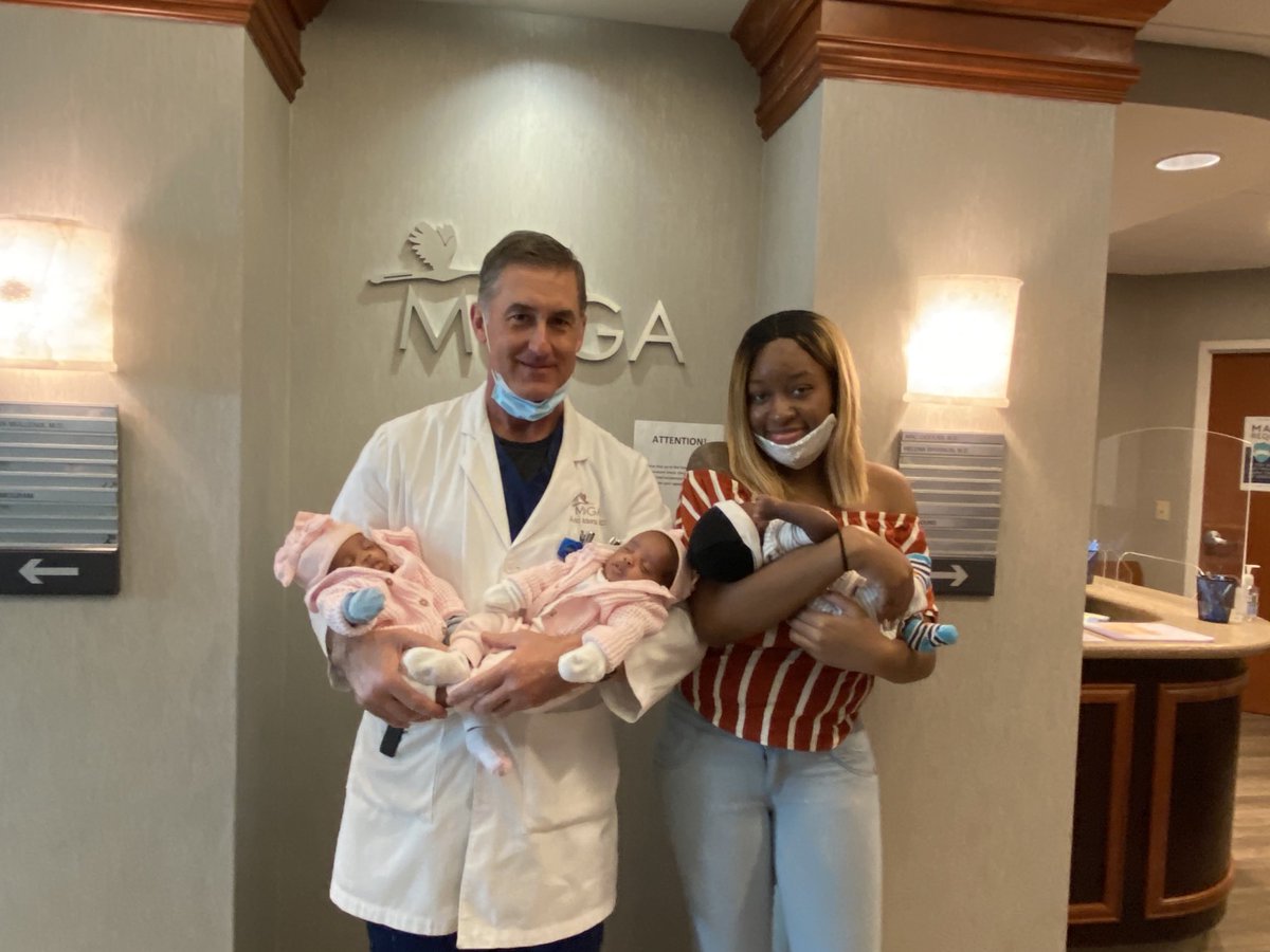 Sometimes babies 👶 come in 3’s! Patient Sarah Lawrence gave ⁦<a href="/MOGAobgyn/">MOGAobgyn</a>⁩ and myself permission to post this picture of her and her triplets that I had the honor of delivering. I have a pretty awesome job.