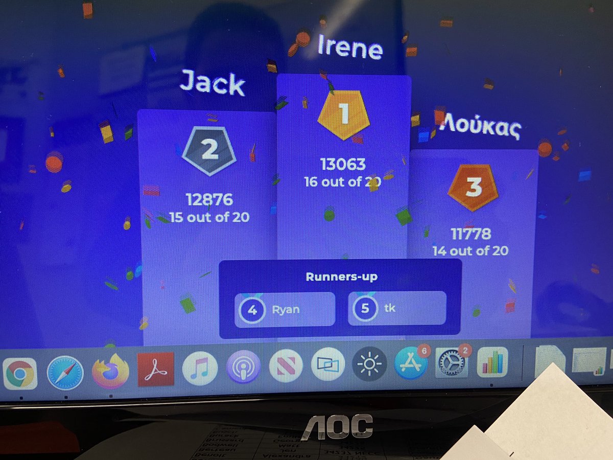 MrLane_Science's tweet photo. Our learning modality may have changed, but nothing can stop #KahootKup2021! Our first face to face fight of the tournament brought these teams to victory but the war is far from over... #kahoot #edtech #gamifylearning https://t.co/MnPQ4V4IXn