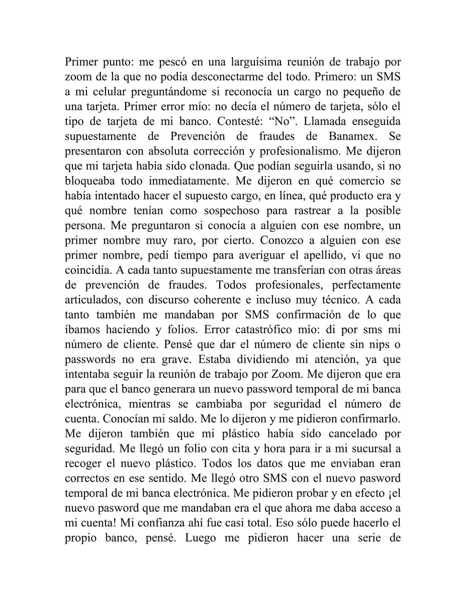 gkleinburg's tweet photo. Por favor lean esto. Es la larga y pormenorizada descripción del fraude bancario en el que estúpida e imperdonablemente caí hoy. Lo comparto para pueda servirles para evitarlo, y a pesar de que me dejará en evidencia cuando menos como ingenuo. https://t.co/CzjSKSFxbg