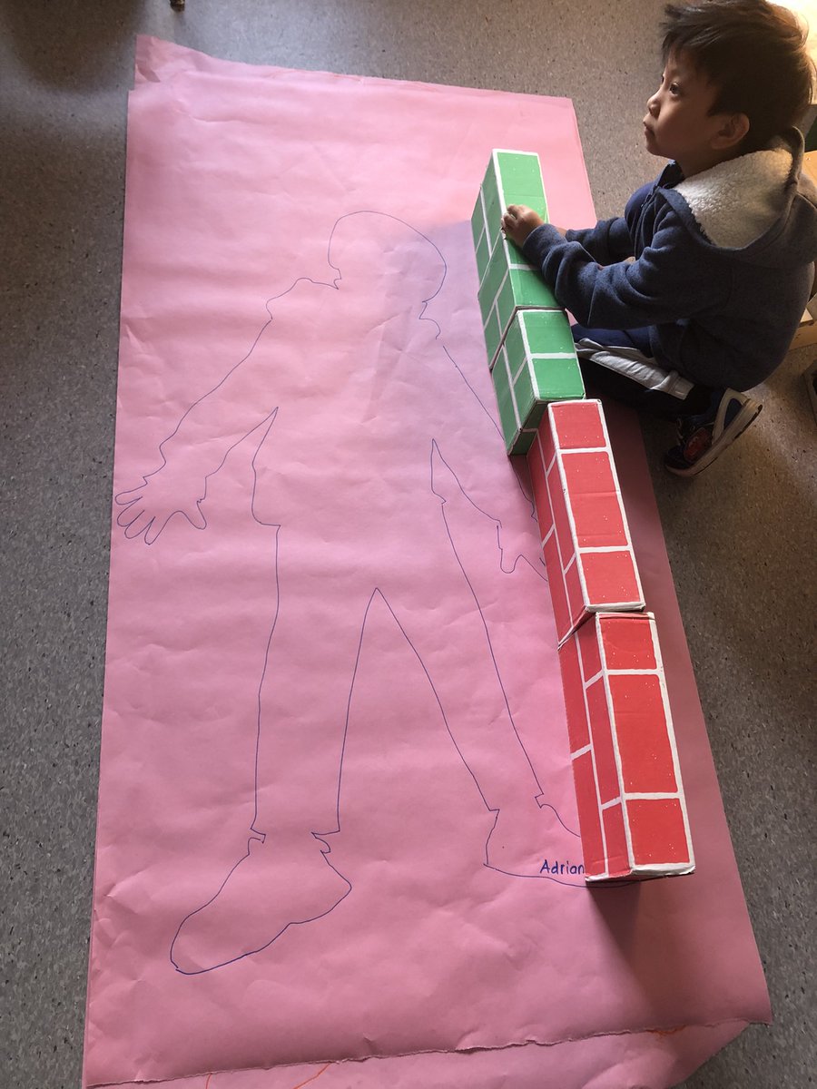 smusgrove2's tweet image. Real life measurement with real live humans! Trace, measure, and compare. Who’s taller? Check your guess, lay in their outline! #sd40learns #checkyourguess #mathiseverwhere #MeasureWhatMatters @LKCougars #kelvinkindies
