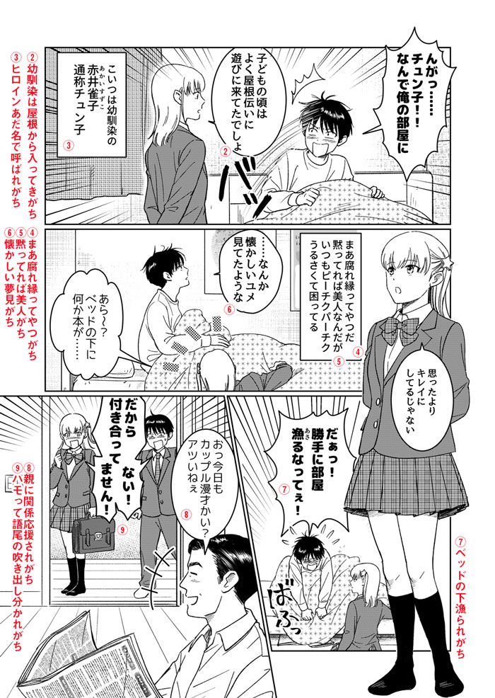 ラブコメあるあるを詰め込んだ漫画を作ろうというプロジェクト、こういう共通認識がいつの間にできるんだろうという不思議な気持ちにもなります。↓続きはこちらから。

「あるあるを詰め込んだ『究極のラブコメ漫画』を作りました」 https://t.co/r0ewHXccpz 