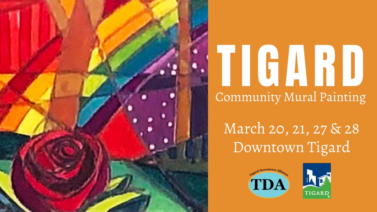 Tigard Community! We need your help in painting the new community mural that will be in Downtown Tigard. Learn more and sign up here: bit.ly/TigardCommunit…

#TigardOregon #DowntownTigard #CommunityArt #art