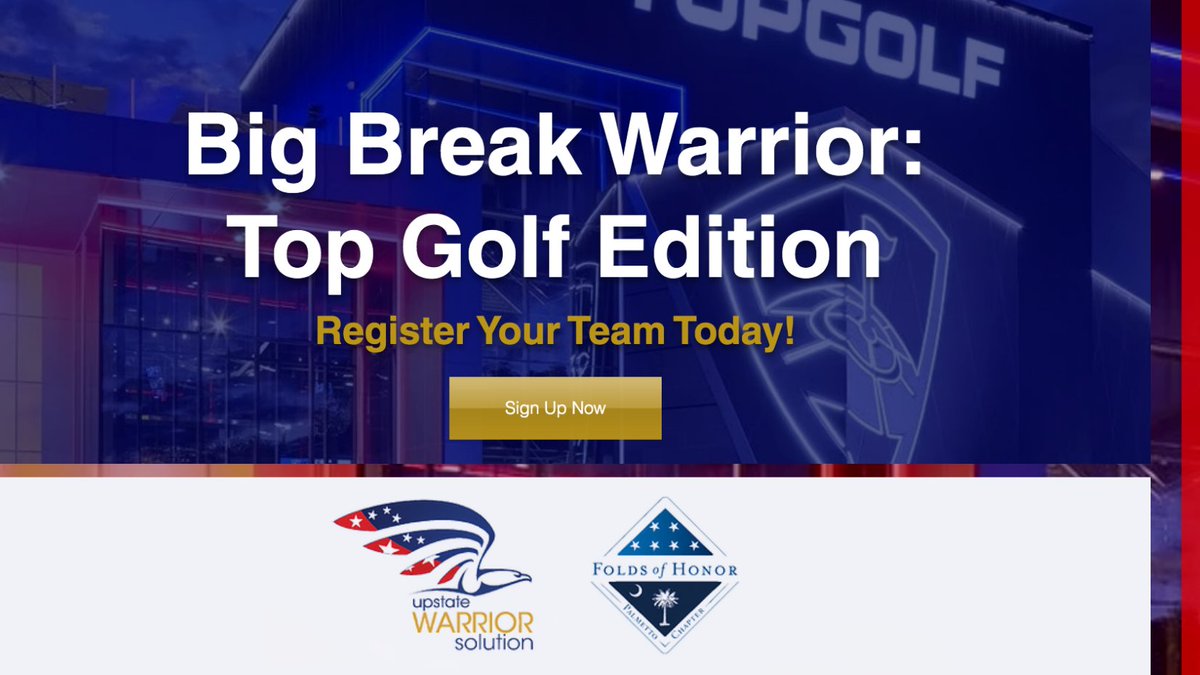 Folds of Honor Palmetto State Chapter (@foldsofhonorsc) on Twitter photo Registration Now Open! We are teaming up with Upstate Warrior Solution for this fun event at TopGolf Greenville on June 9th.
Register your team today using the link below. Funds raised will be used to support these two critically important programs!
…statewarriorsolution.charityproud.org/EventRegistrat… Registration Now Open! We are teaming up with Upstate Warrior Solution for this fun event at TopGolf Greenville on June 9th.
Register your team today using the link below. Funds raised will be used to support these two critically important programs!
…statewarriorsolution.charityproud.org/EventRegistrat…