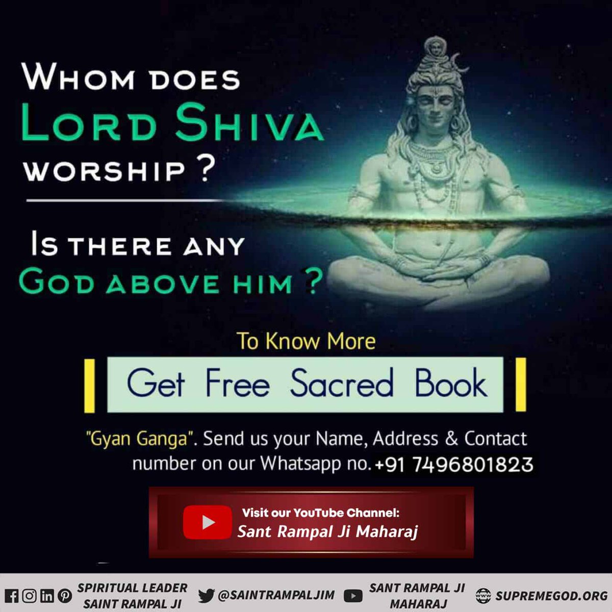 #Is_LordShiva_Immortal
Whom Does Lord Shiva Worship ❓
Is there any God Above him❓
#शिवजी_का_रहस्य
@Shivann24504170 
@vishnusahu000 
@SatlokChannel