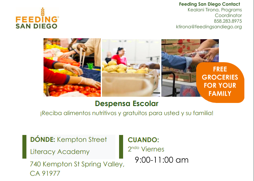 AcademyKempton's tweet photo. Food Pantry is this Friday, March 12th.
In the staff parking from 9:00am-11:00am
All Kempton families are invited to attend.
¡Dispensa de comida!
Dispensa de Comida es este viernes !
Estacionamiento del personal, 9:00-11:00
Todas las familias de Kempton están invitadas a asistir. https://t.co/kUFOELLZQF