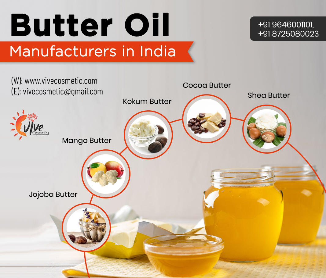 vivecosmetic's tweet image. We &quot;Vive Cosmetics&quot; are the reliable butter oil manufacturers in India. There are varied butter oil available demonstrated in the pic below.

#vivecosmetics #butteroil #customformulation #ThirdPartyManufacturing