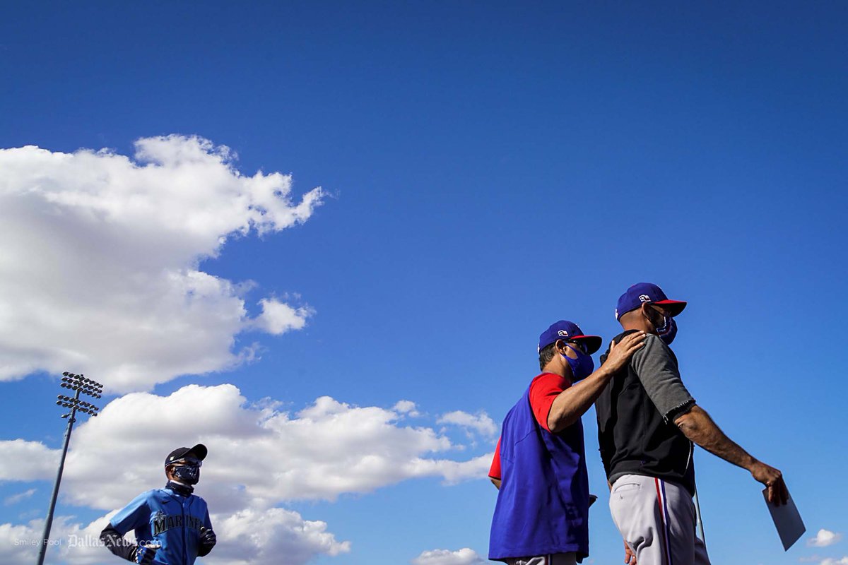 Photos: Jose Trevino gets an autograph from Ichiro before the game, then starts a six home run barrage in 17-5 win over Mariners dallasnews.com/photos/2021/03… #SpringTraining