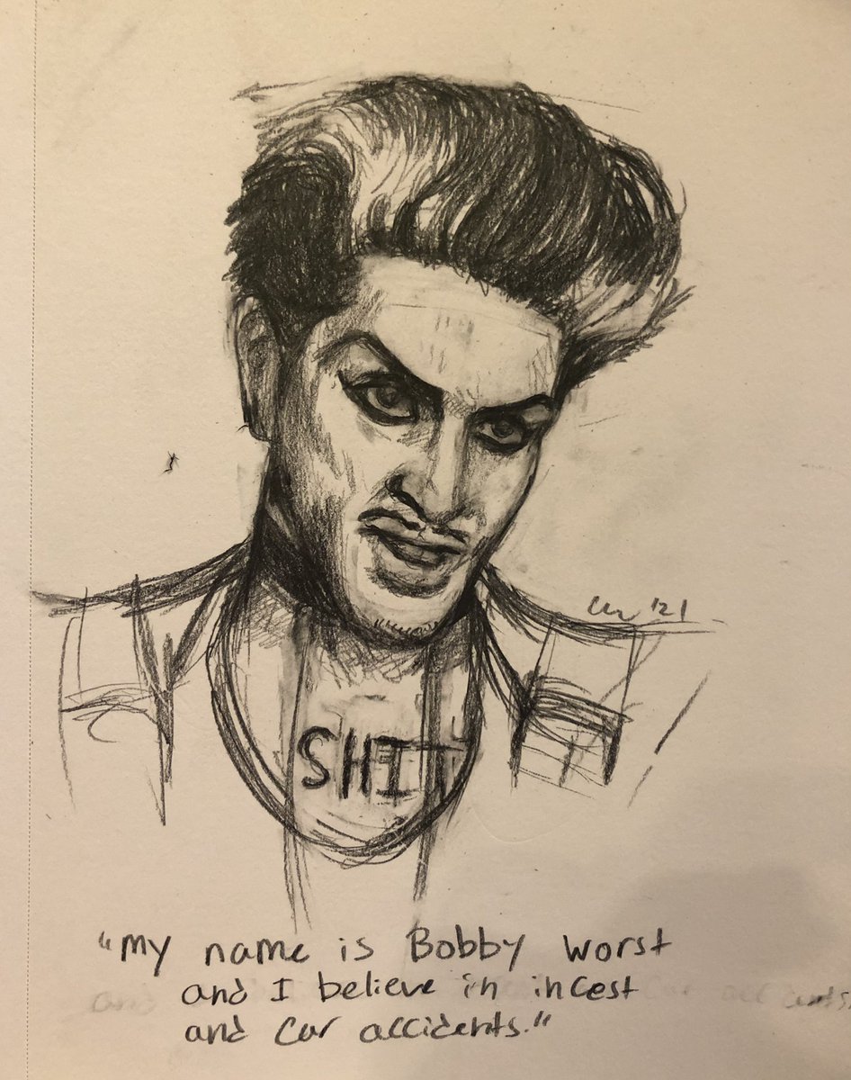 munk_collette's tweet photo. The Art Gods were not with me on this day, but whatever. Have a Brandon Rogers doodle. https://t.co/r3833mP33h