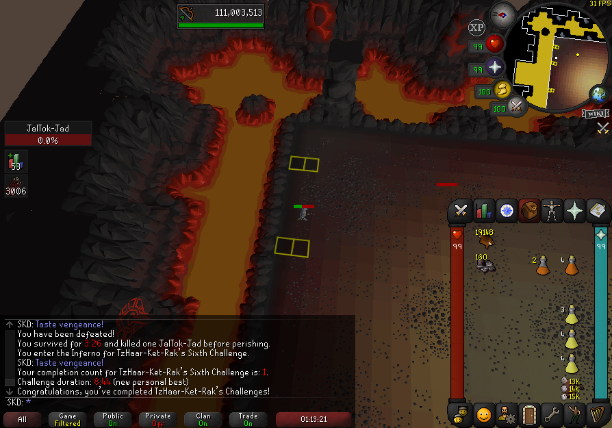 SKDudeMan's tweet photo. 6 Jads done! Bit late to the party but didn't have much time to play over the last week. Really clutch as well, 0 rests and like 1-2 prayer points left at the end cause I forgot to bank lmao. https://t.co/vGP9A3jTJq