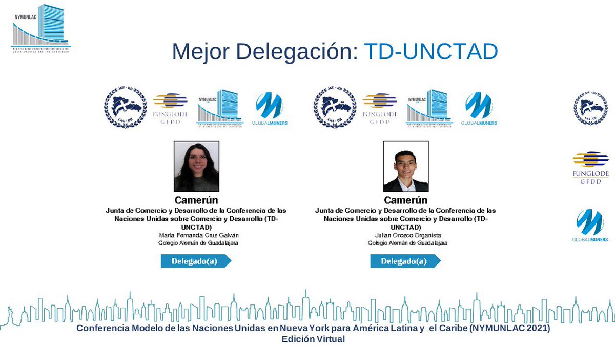 nymunlac's tweet photo. 👏👏👏 ¡Muchas felicidades a las y los Delegados que se destacaron en el simulacro de la #TDUNCTAD en #NYMUNLAC2021!
#ODS4 #EducaciónDeCalidad #CiudadanosGlobales #SomosMUNers #ModelosONU #LíderesJuvenilesConVisiónGlobal
@funglode @unadr @globalmuners @ONUMX @CINUmexico https://t.co/0qS0UuTA7R