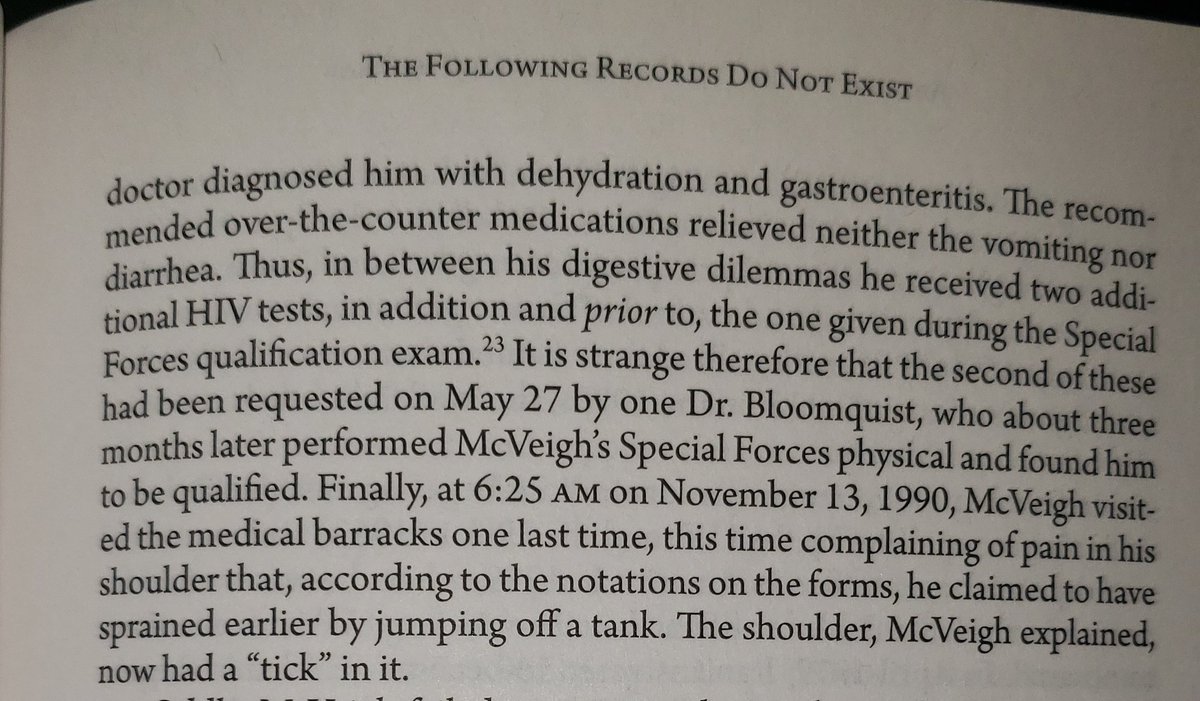 However, this is when McVeigh first begins his physical decay, to be followed later by a mental decay. Prior to enlisting, he had no documented dental issues. By the end of 1990, 3/4ths of his teeth were rapidly rotting, in addition to a host of other medical issues.