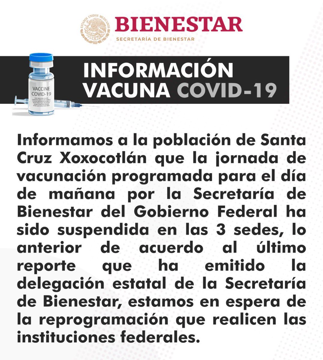 Informamos a la población de Santa Cruz #Xoxocotlán: