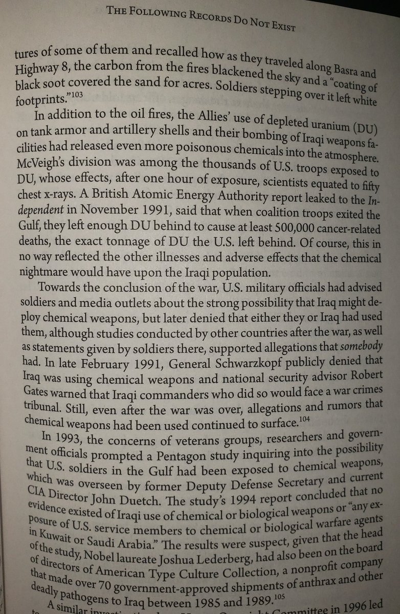 The first Gulf War was relatively short but was still an environmental catastrophe, for US soldiers and especially (and most unjustly) for the Iraqi people they terrorized. Burning oil wells, chemical weapons, depleted uranium - you name it.