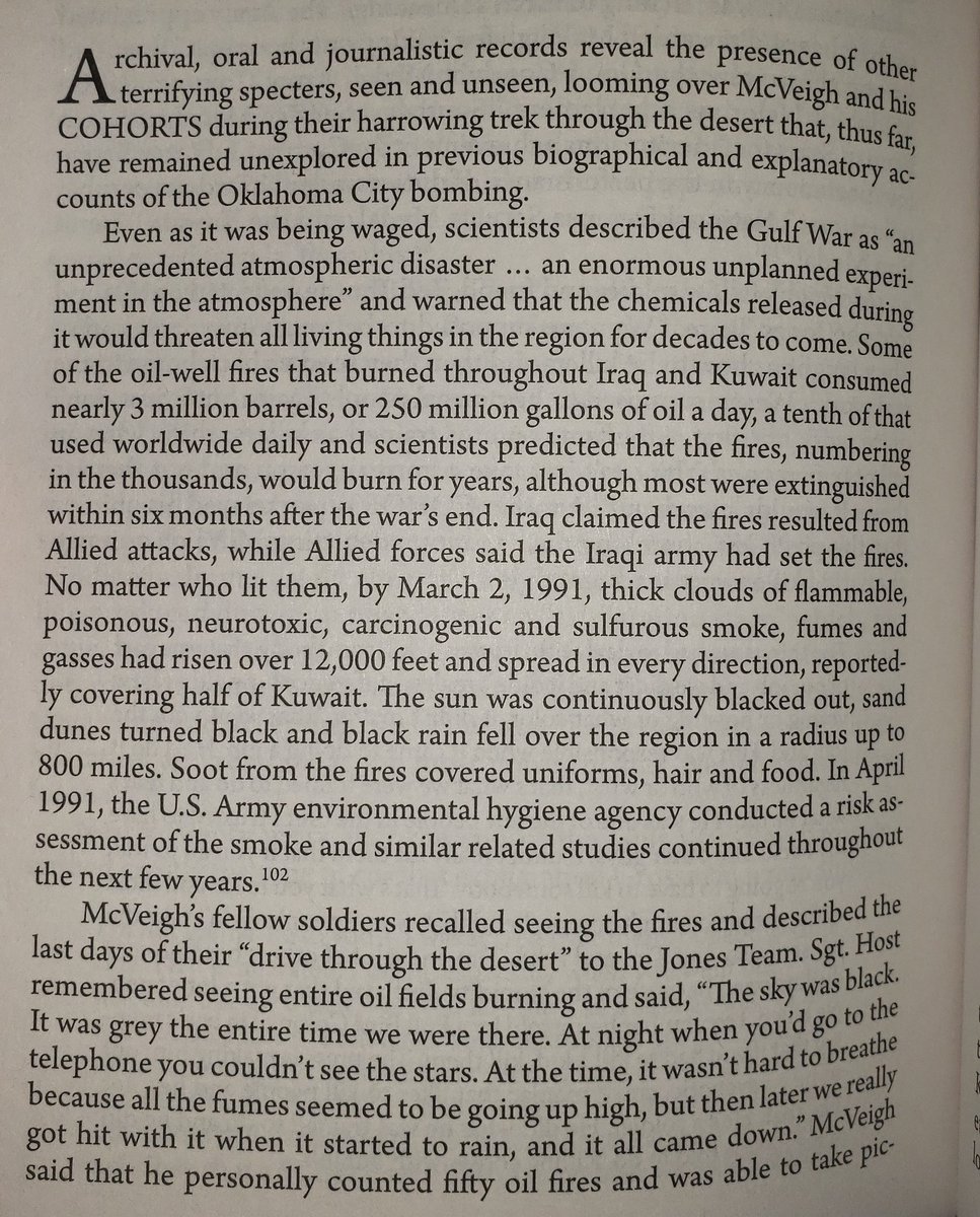 The first Gulf War was relatively short but was still an environmental catastrophe, for US soldiers and especially (and most unjustly) for the Iraqi people they terrorized. Burning oil wells, chemical weapons, depleted uranium - you name it.