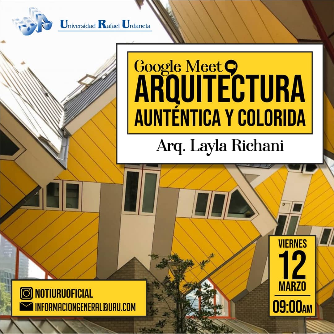 Dentro de las actividades denominadas Aulas Abiertas de nuestras cátedras, en ocasión de Tecnicas de Presentación de Proyectos, se presenta la charla "Arquitectura auténtica y colorida" con la Arq. Layla Richani, unete a través del link meet.google.com/zyz-aqiv-gnz te esperamos