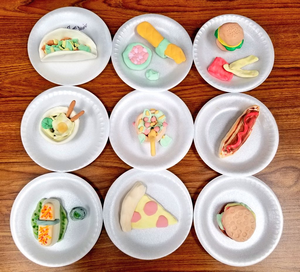 vandp814's tweet image. Our students are having so much fun this week making these food sculptures from Model Magic clay, inspired by amazing artist Peter Anton. @AntonPeteranton 
Anyone hungry? 🍩🍔🍣🥨🌭🍕
#peteranton #art #HayesHawks #JHE_art
