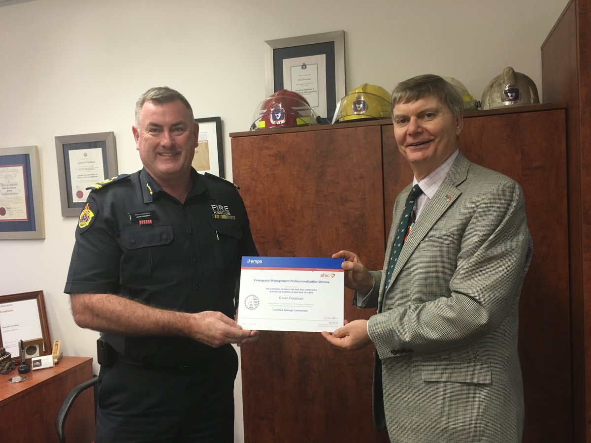 AFACnews's tweet image. Congratulations to Gavin Freeman who has today been awarded the status of Certified Strategic Commander! @FRVDepCom @CEO_AFAC @EMProfession