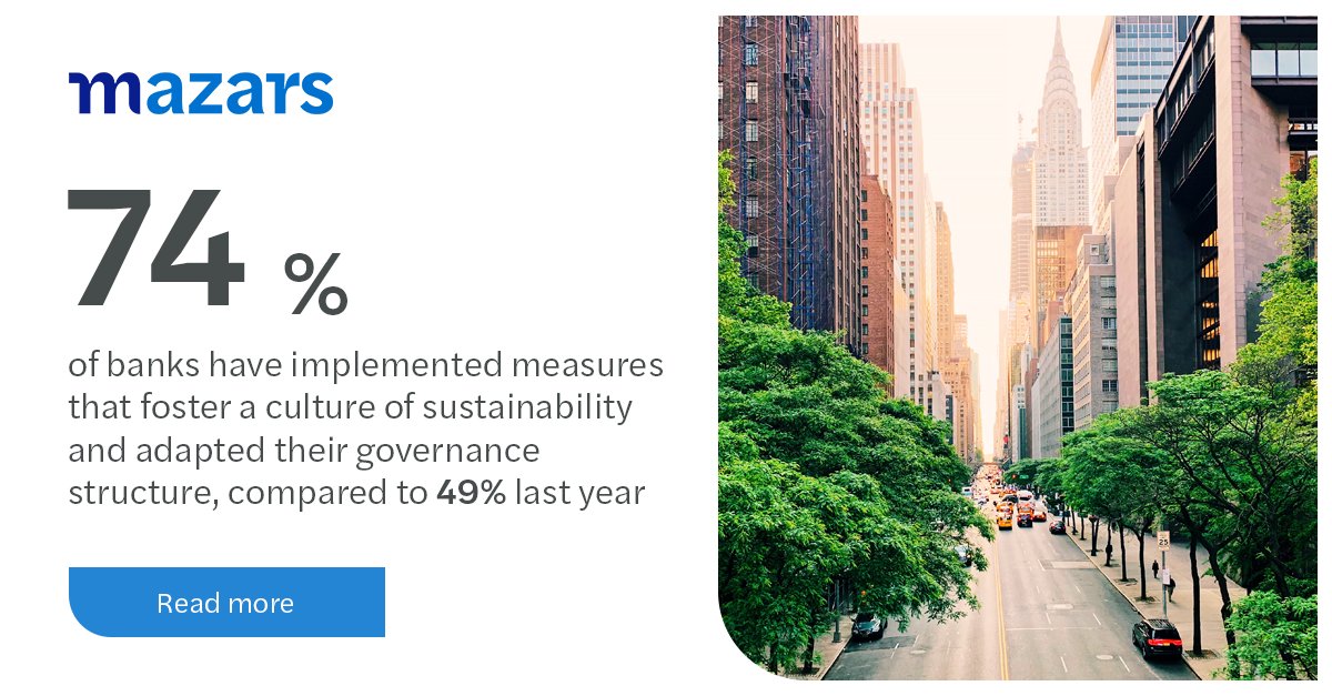 [#FinanceForGood] Global financial institutions are making impressive progress on sustainable finance. Find out more in our second benchmark study of responsible banking practices: bit.ly/3rBaV4T
#banking #sustainability #mazarsph