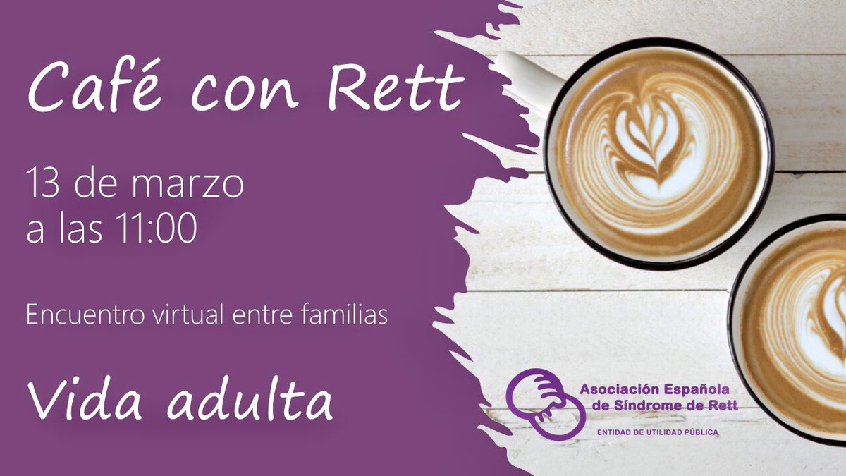 asociacionrett's tweet photo. Último día para inscribirse en el próximo encuentro virtual de familias que tratará sobre la Vida Adulta en personas con síndrome de #Rett.
Además de pasar un buen rato, podremos compartir ideas y experiencias entRettodos 💜
#caféconrett #EncuentrosVirtuales #SíndromedeRett #AESR https://t.co/zDZ4CV8MIQ