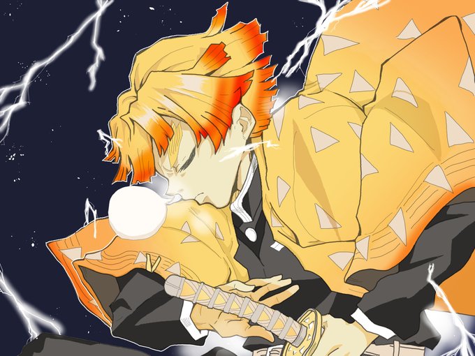 デジタルなめだか@お仕事募集中さんがTwitterに投稿した我妻善逸(鬼滅の刃)のイラスト。