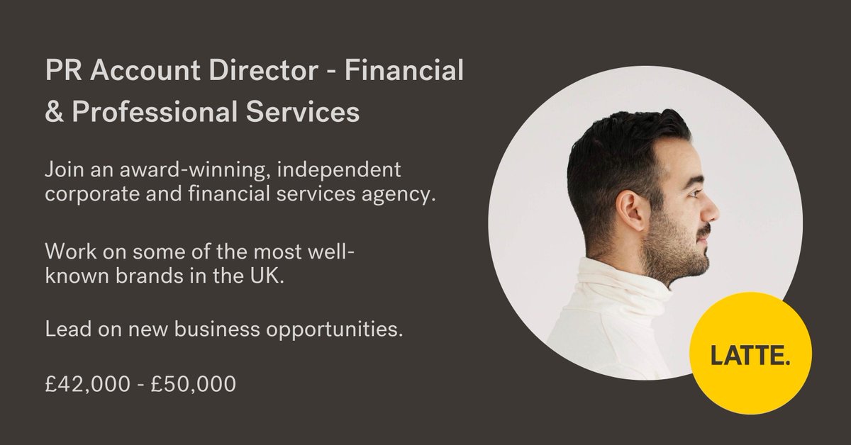 PR ACCOUNT DIRECTOR OPPORTUNITY: From major high street banks to global management consultancy firms, you’ll consult with well-known brands to protect their reputation and help them grow in this Account Director role.
#PRJobs #PublicRelations #PermJobs
buff.ly/3e4rSk8