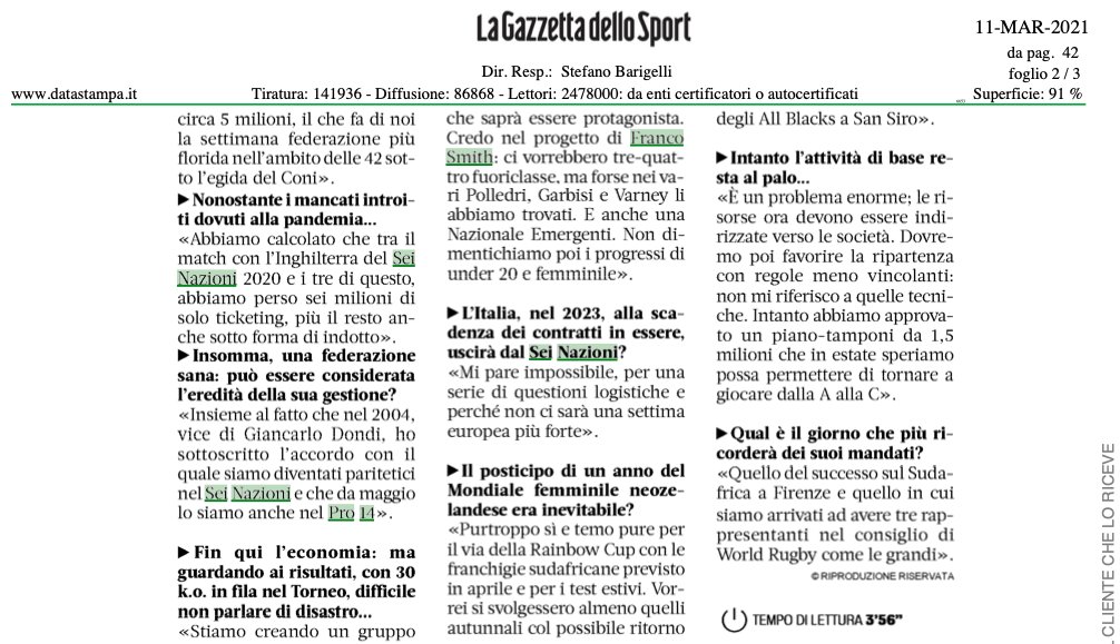 una lunga chiacchierata con @abuongi di @Gazzetta_it quando mancano poche ore a un importante annuncio per il rugby italiano ed europeo, con risorse di cui l'intero movimento potrà giovarsi