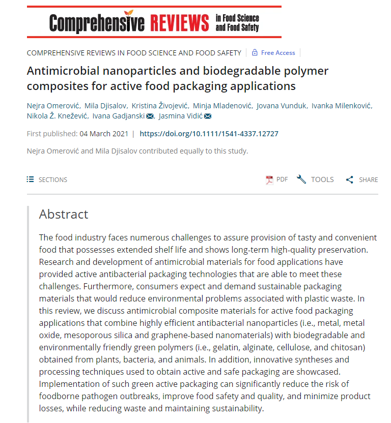 Ipanema_2020's tweet photo. Members of the #ipanema2020 consortium from @BioSenseRS , #Ekofungi and @INRAE_France have published the review paper on antimicrobial #nanoparticles and biodegradable polymer composites for active food packaging applications.
Take a look!🧐
#ProjectResearch #projectdevelopment https://t.co/83rKD0yIdp