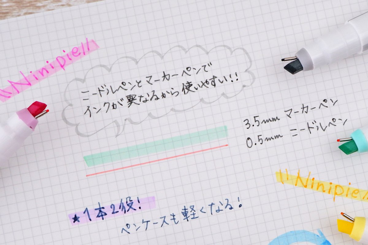 1本で2役！1つのペン先にペン＆マーカー クルッと向きを回転💞させる