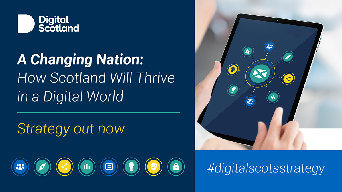 digitalscots's tweet photo. We’ve launched the new Digital Strategy for Scotland, developed alongside @COSLA @DigitalOfficeLG @improvserv, which sets out our ambitious vision to ensure Scotland thrives in a digital world.

Read the strategy: https://t.co/Nnw8xxGvvu

#digitalscotsstrategy https://t.co/WK4qmKpKhh