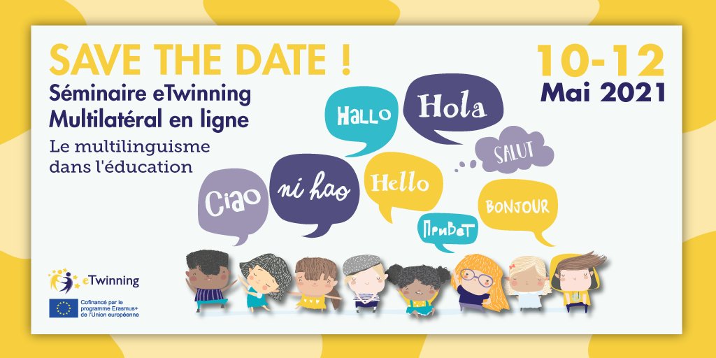 📅 Du 10 au 12 mai, venez rencontrer de nouveaux partenaires européens pour mettre en place des projets d'échange à distance en lien avec le #multilinguisme !▶️bit.ly/38t3y7Y

🚨Inscriptions jusqu'au 24/03 !🚨

#eTwinning #éducation #EduTech #EdTech #EduChat #EdChat