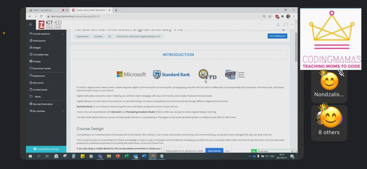 MamasCoding's tweet image. Also happening today, 26 ladies registered for the free Microsoft digital literacy course which is online and hosted by #ICTED & #pioneeringsolutionsstudio @MicrosoftSA @StandardBankZA #digitalliteracy