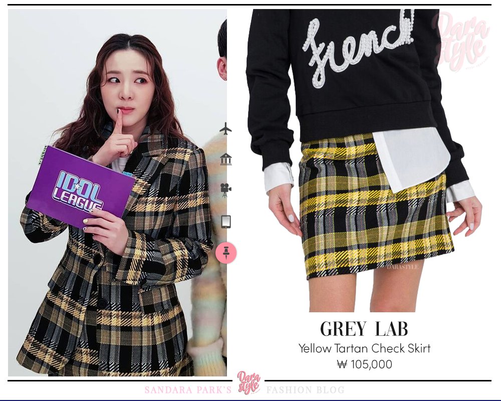 DaraStyle_'s tweet photo. [Spotted] MC #DARA for Idol League S3 Episode 21, wearing:

#GREYLAB Yellow Tartan Check Single Jacket
#GREYLAB Yellow Tartan Check Skirt
-
#SandaraPark #산다라박 #다라 https://t.co/gxeQSIltXQ