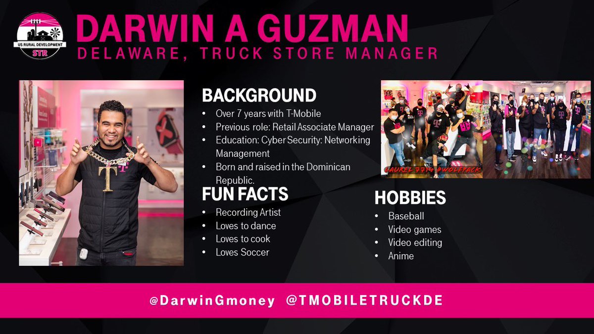 DarwinGmusic's tweet photo. I’m so grateful for this opportunity and thank you to all leaders who believe in me so now let's work hard to make tht Magenta  shine!!!.  Best company to work for @TMobile #TSM #mangentafamily #Thankful #trucklife https://t.co/9DIZxLicID