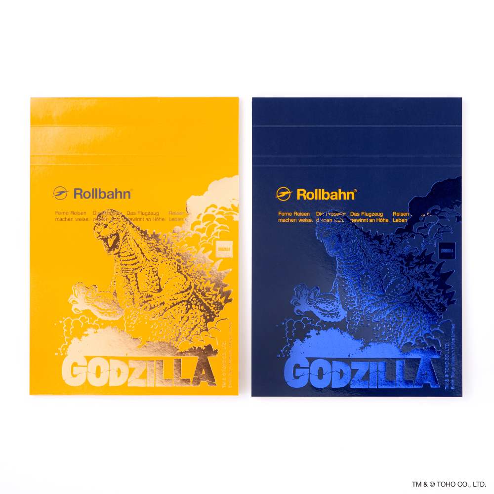 迫力あるゴジラの姿を箔押しで配した 「ロルバーン ノートパッド」が