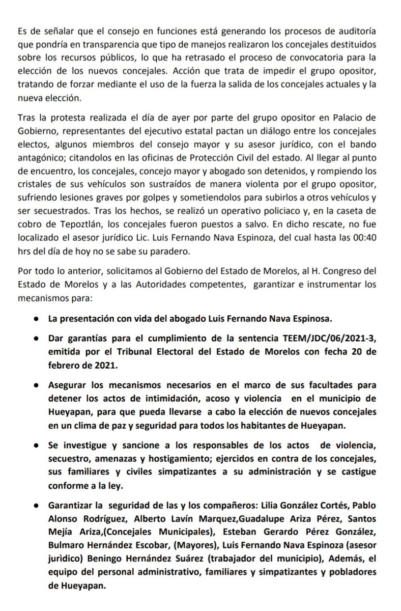 FabJurado's tweet photo. #SeSuman organizaciones al #LlamadoUrgente de @cuauhtemocb10 @TEEMorelos y al @MorelosCongreso para solucionar ya conflicto en #HueyapanMorelos,esperamos se actúe sin racismo y discriminación. #SolucionHueyapanYa #PueblosIndigenasSiImportan https://t.co/eWrYITy68K
