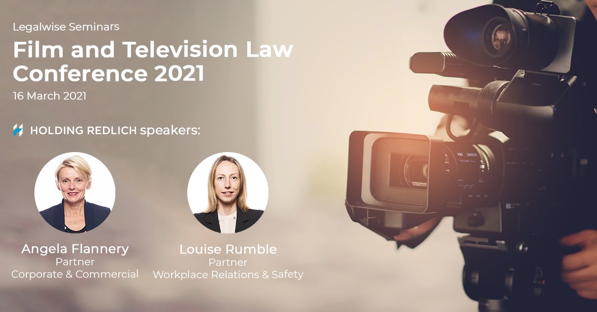 HoldingRedlich's tweet photo. Join our partners Angela Flannery and Louise Rumble at @Legalwise_Aus’ Film and Television Law Conference 2021 next Tuesday to hear the latest on #Australiancontent #regulation and current #employment issues. Register here with SPK30 for a 30% discount: https://t.co/UXKXBi6ubj https://t.co/adBKtAkaPy