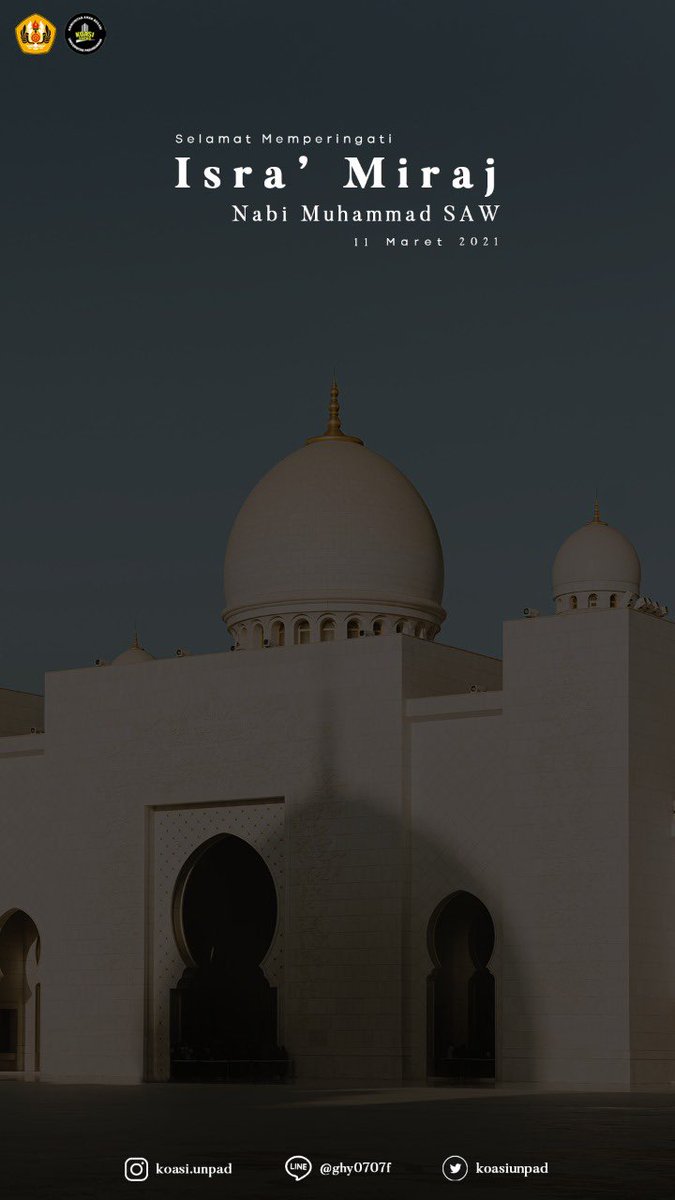 [Isra' Miraj Nabi Muhammad SAW]

Selamat memperingati Isra' Miraj Nabi Muhammad SAW yang jatuh pada tanggal 11 Maret 2021. 

Contact
OA Line : @ghy0707f
Instagram : <a href="/koasi/">karen oasi</a>.unpad
Twitter : <a href="/koasiunpad/">Komunitas Anak Bekasi UNPAD</a>

#IsraMiraj
#KoasiUnpad
#UNPAD