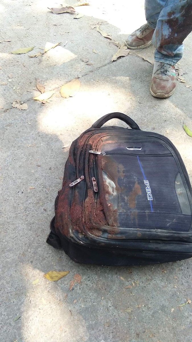 one of our men just got headshot this is his bag. north dagon.
#WhatsHappeningInMyanmar 
#Mar11Coup