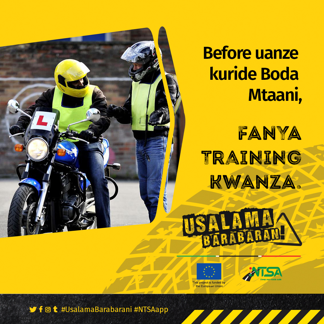 Safety First! #UsalamaBarabarani ni jukumu letu zote <a href="/EUinKenya/">European Union In Kenya</a> <a href="/Ma3Route/">Ma3Route</a> <a href="/DjSoxxy/">Soxxy 🇰🇪</a> <a href="/NYS_Ke/">NYS  Kenya</a>.