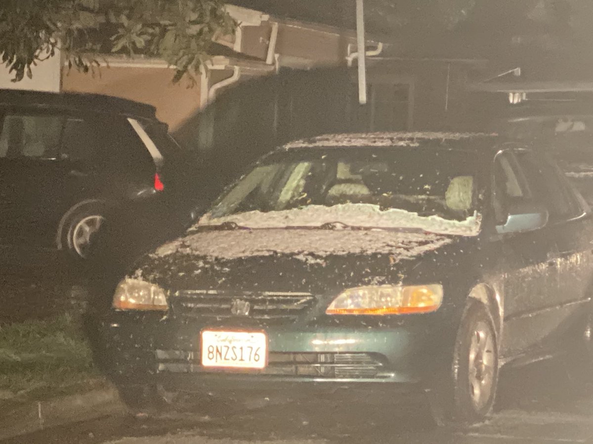 JohnPalminteri's tweet photo. RARE WHITE BLAST of intense hail simulates snow in downtown Santa Barbara and the Westside. https://t.co/7ACoG1Gf8E