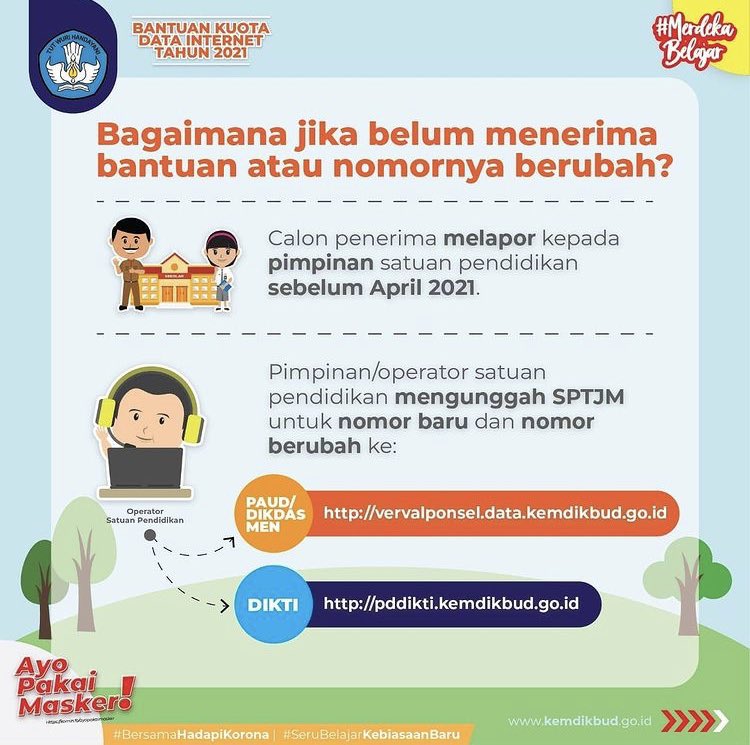 MasMenteri's tweet photo. KUOTA KEMENDIKBUD 2021 SUDAH MULAI CAIR‼️📢📢

Kuota Kemendikbud TTI loh sob! Cm mau ngingetin:

- Kuota ini bisa dipake ke semua loh! alias kuota umum. Kecuali yg diblokir Kominfo &amp; sosmed

- Bagi yang belum, mohon sabar, proses pencairan sekitar 3 hari

SS dong kolom reply sob! https://t.co/zAImlDvuaA