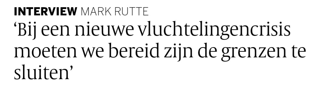 Nee.
Als mensen op de vlucht zijn voor oorlog dan doe je niet de deur dicht, dan vang je ze op. (1/3)