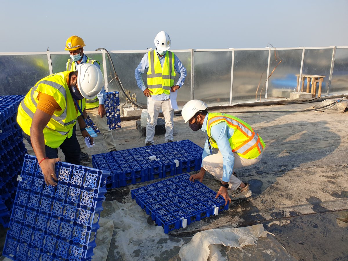 PolypipeME's tweet image. Our award-winning water management solution #Permavoid was supplied to a multi-use development. The blue roof was installed to help reduce flooding, using Permavoid for attenuation. Due to strength &amp;amp; modular design, it can be tailored to fit site requirements.
#WaterManagement