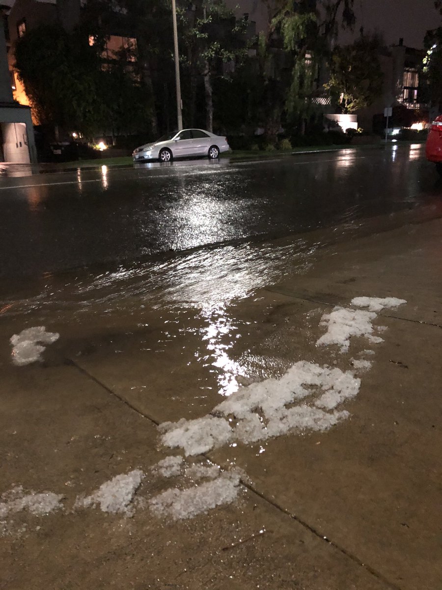 BlairHickeyLA's tweet photo. If a bunch of hail gets smushed together, can you call it snow? Can I say I have snow outside my place in Los Angeles right now? Please? Please? #ImissSnow https://t.co/jqqR9VQLic